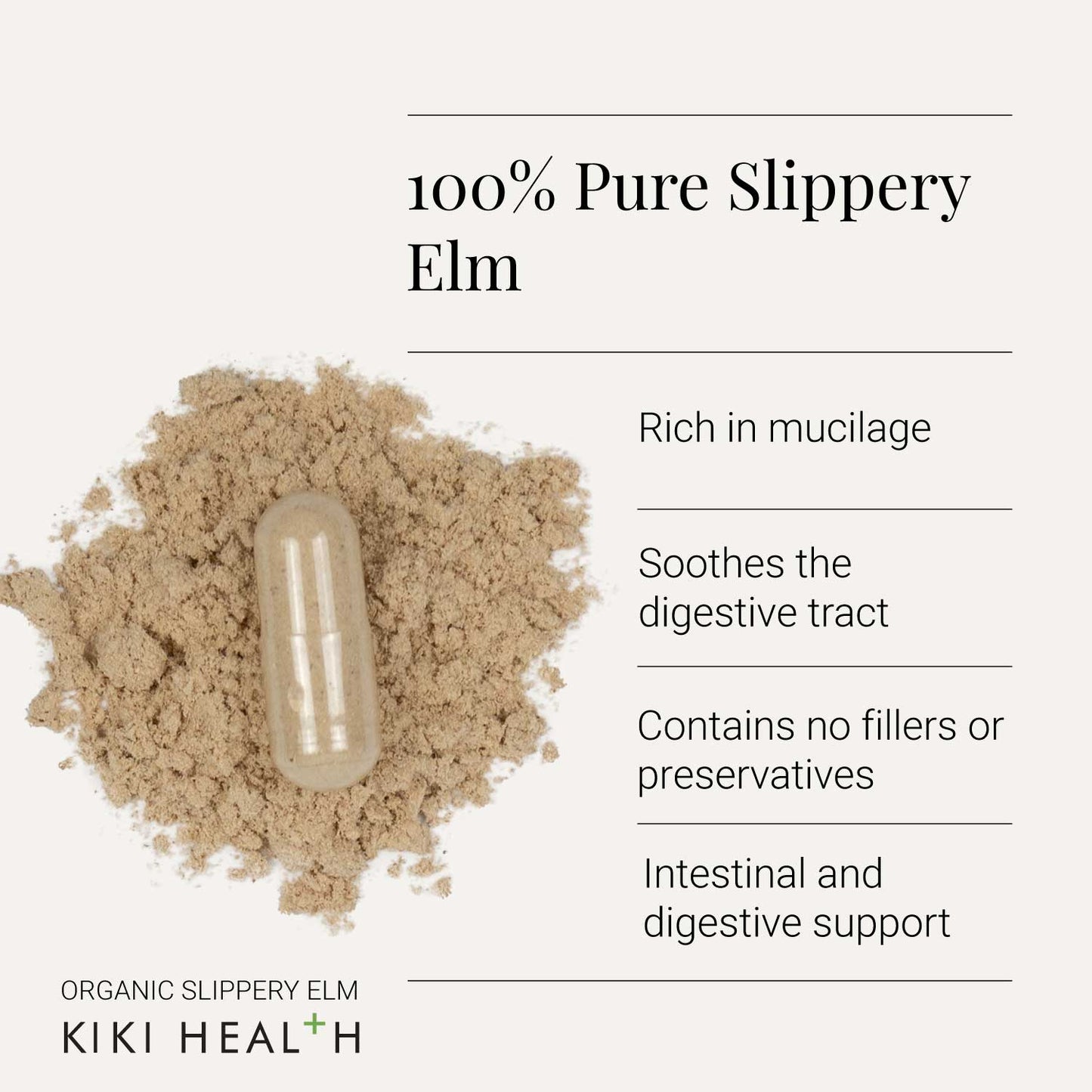 Slippery Elm, lífrænt - 60 hylki